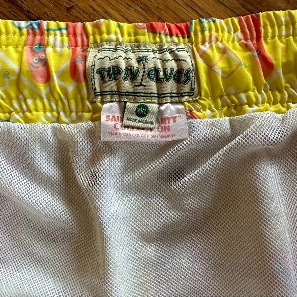 Tipsy Elves Sausage Party Novelty Swim Trunks Lined XXL